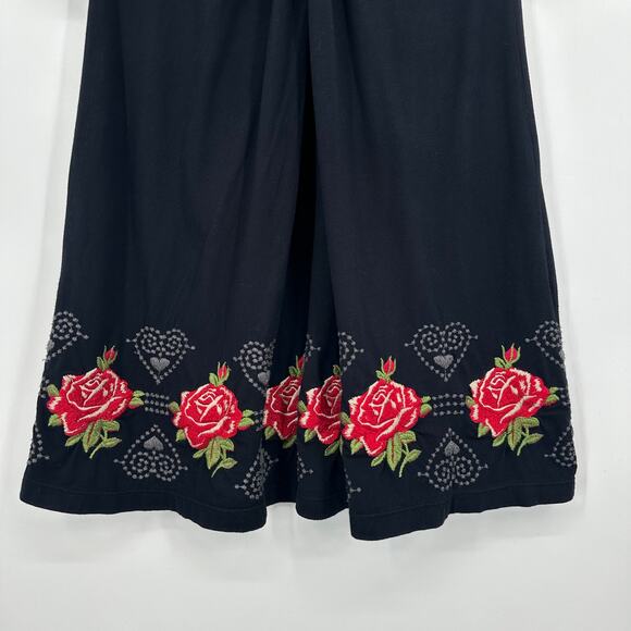 Johnny Was JWLA Embroidered Floral Dress Hearts Roses V Neck Midi - Picture 4 of 12